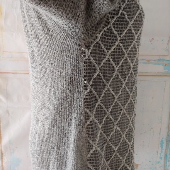 Belle France long sleeve  layered mohair sweater dress/M/light olive green - Picture 10 of 12